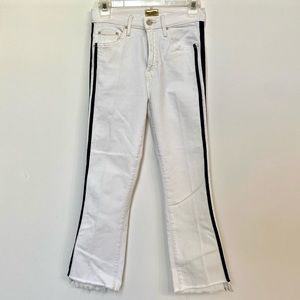 MOTHER White Jeans Raw Hem Black Detail